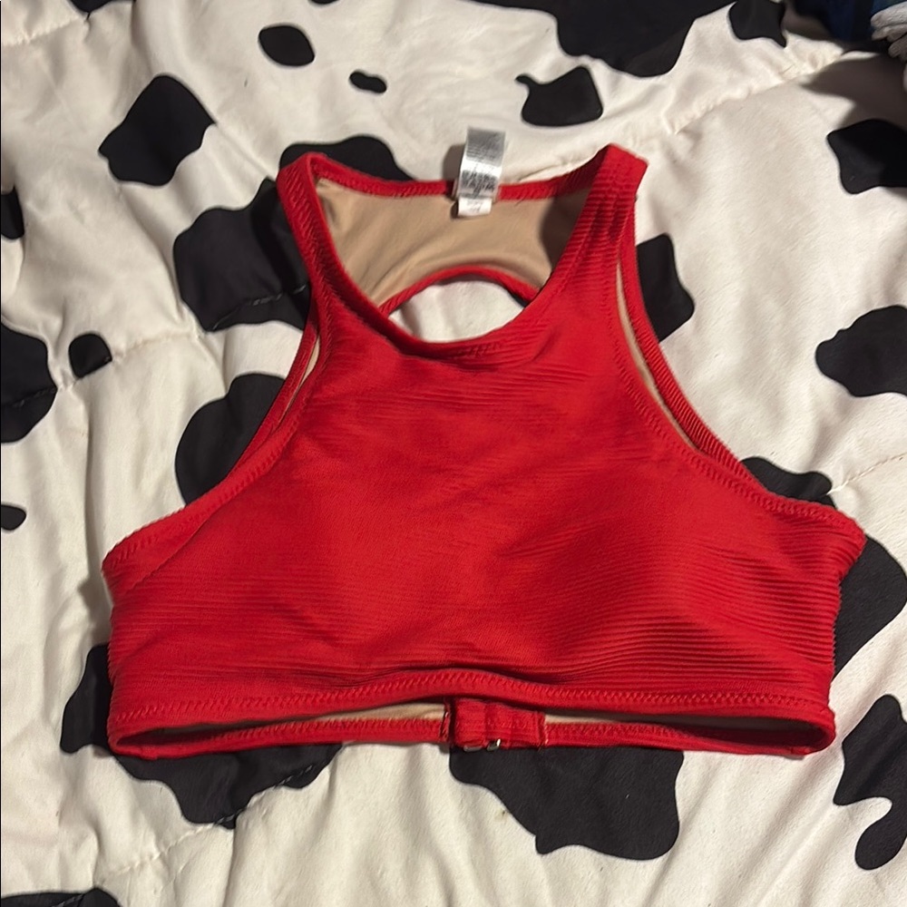 Old Navy Red Sleeveless Crop Bikini Top